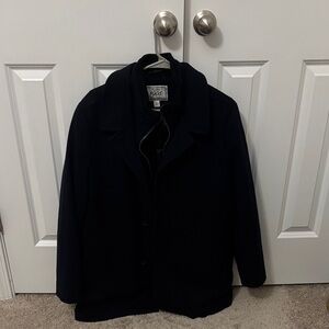Jos. A. Bank Navy Wool Pea Coat with Zip-Front Liner